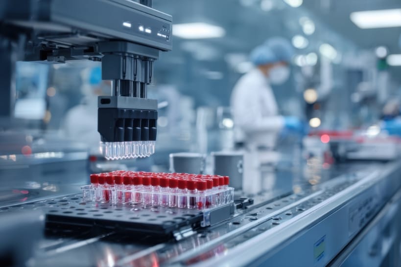 Automated biopharma laboratory equipment supporting CDMO manufacturing for biologics and advanced therapies.